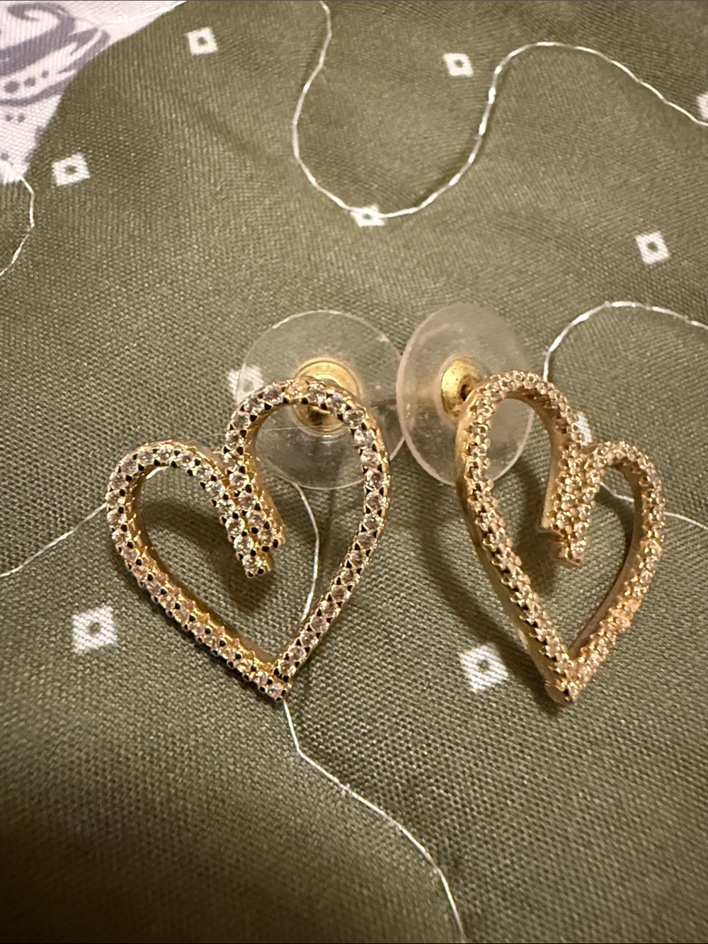 Treasure Jewels Gold Heart Openwork Crystal Stud Earrings
